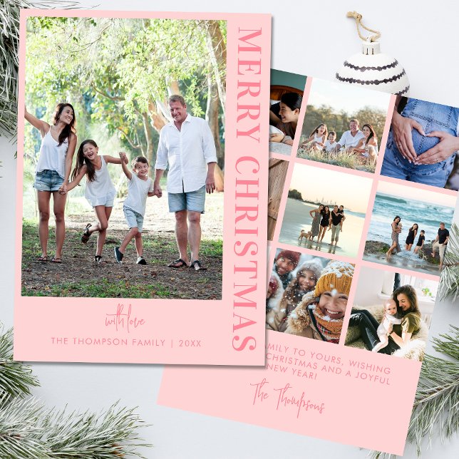 Personalised Modern 10 Family Photos Minimalist  H Holiday Card (Creator Uploaded)