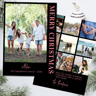 Personalised Modern 10 Family Photos Minimalist  H Holiday Card