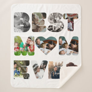 Personalised modern 11 photo Best mum ever Sherpa Blanket