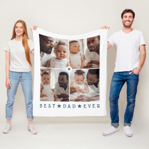 Personalised Modern 4-Photo 'Best Dad Ever' Fleece Blanket