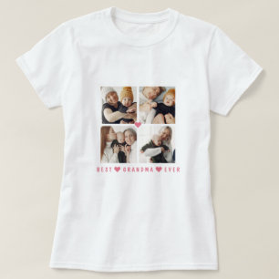 Personalised Modern 4-Photo 'Best Grandma Ever' T-Shirt