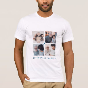 Personalised Modern 4-Photo 'Best Grandpa Ever' T-Shirt