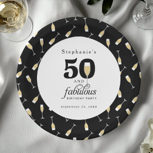 Personalised Modern 50 and Fabulous Birthday Paper Plate