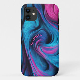 Personalised Modern Abstract-Blue and Fuchsia- Case-Mate iPhone Case