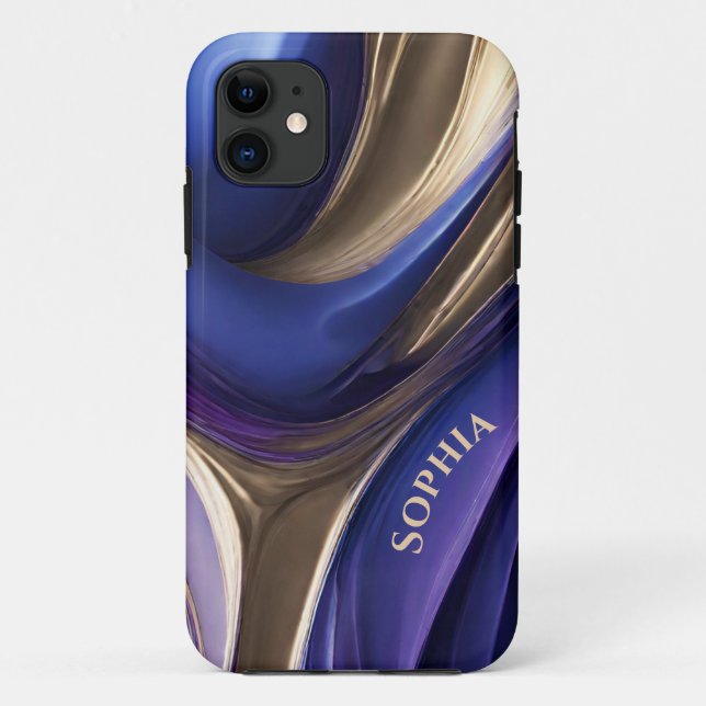 Personalised Modern Abstract-Blue Purple and Gold- Case-Mate iPhone Case (Back)