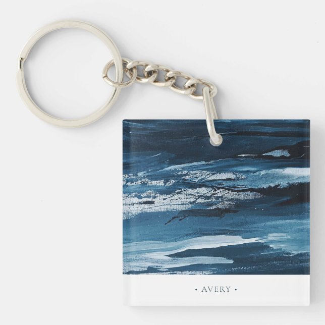 Personalised Modern Abstract Paint design Key Ring (Front)