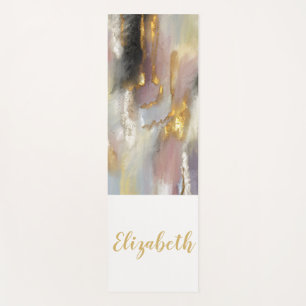 Personalised Modern Abstract Pink Gold Yoga Mat