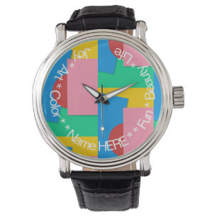 Personalised Modern Abstract Shape & Colour Art Watch