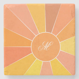 Personalised Modern Abstract Sun Design |  Stone Coaster