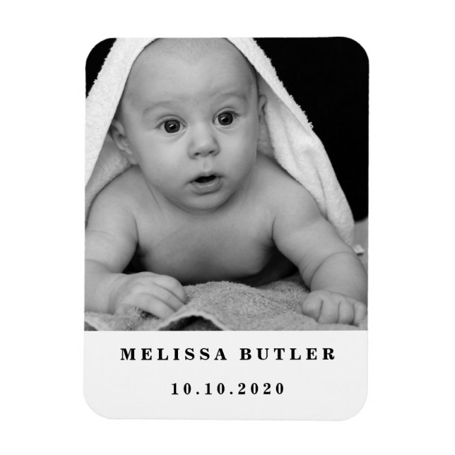 Personalised Modern Baby Photo Magnet (Vertical)