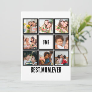 Personalised Modern Best Mum Ever 8 Photo Collage Holiday Card
