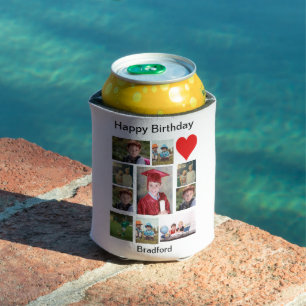 Personalised Modern Birthday 11 Photo Collage Can Cooler