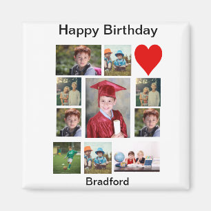 Personalised Modern Birthday 11 Photo Collage Magnet