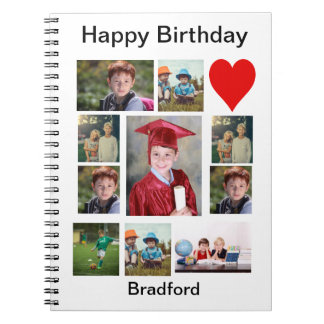 Personalised Modern Birthday 11 Photo Collage Notebook