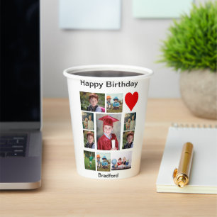 Personalised Modern Birthday 11 Photo Collage   Paper Cups
