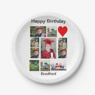 Personalised Modern Birthday 11 Photo Collage   Paper Plate