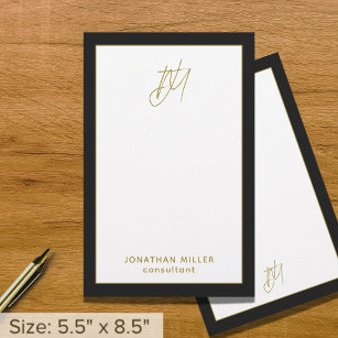 Personalised Modern Black and Gold Monogram Stationery