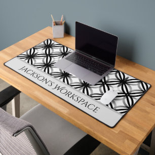 Personalised Modern Black and White Desk Mat