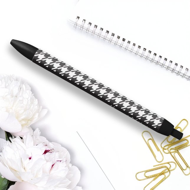 Personalised Modern Black and White Houndstooth Black Ink Pen (Creator Uploaded)