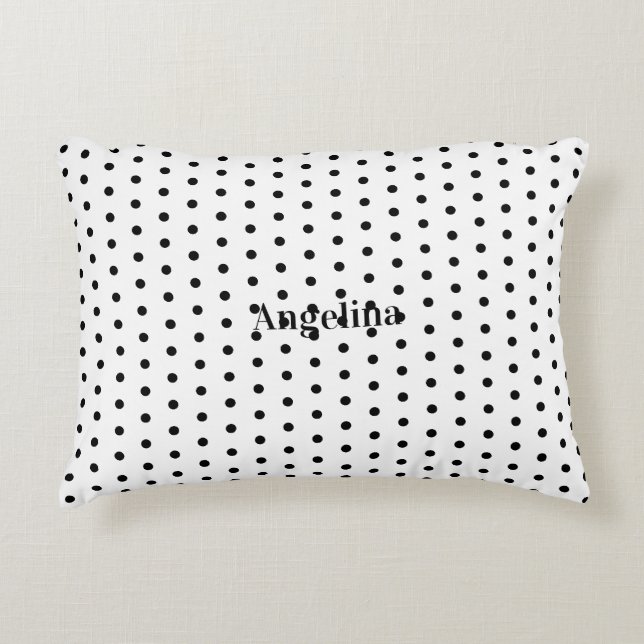Personalised Modern Black and White Polka Dot  Decorative Cushion (Front)