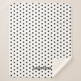 Personalised Modern Black and White Polka Dot  Sherpa Blanket