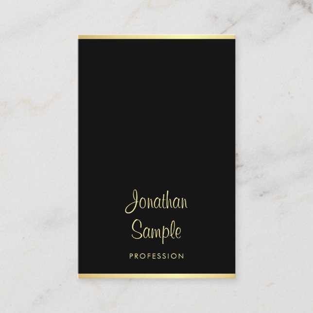 Personalised Modern Black Gold Cool Handwritten Business Card (Front)