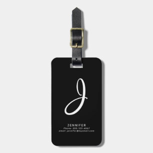 Personalised Modern Black Luggage Tag
