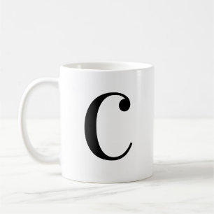 Personalised Modern Black Monogram Letter C Custom Coffee Mug