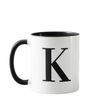 Personalised Modern Black Monogram Letter K Custom