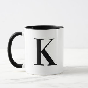 Personalised Modern Black Monogram Letter K Mug