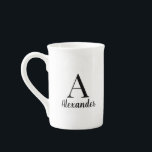 Personalised Modern Black Monogram Name Bone China Mug<br><div class="desc">Modern Black Monogram Name Design. The monogram initial,  text,  font and colour can be further customised by clicking on the "personalise this template" button.</div>