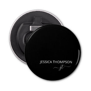 Personalised Modern Black Monogram Name Bottle Opener