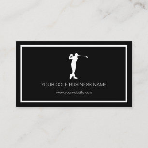 Personalised Modern Black Professional Golf Busine Business Card