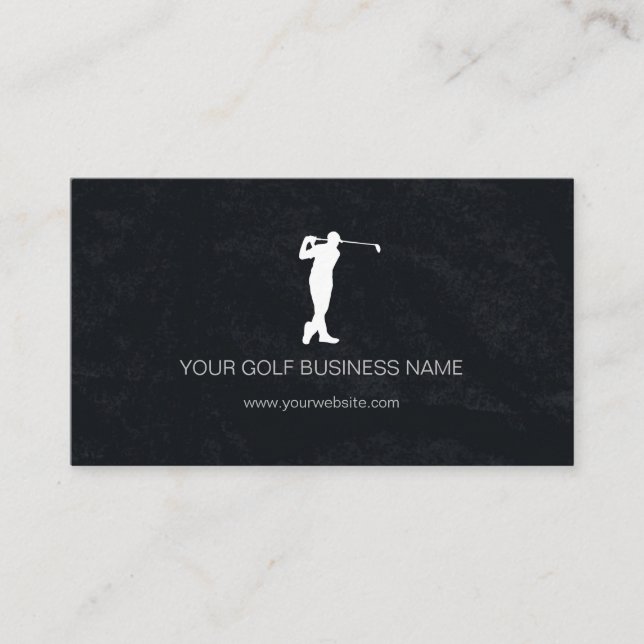 Personalised Modern Black Professional Golf Business Card (Front)