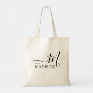 Personalised Modern Black Script Name  Tote Bag