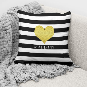 Personalised Modern Black Stripes Cushion