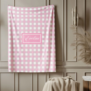 Personalised Modern Blanket Soft Pink Plaid Touch