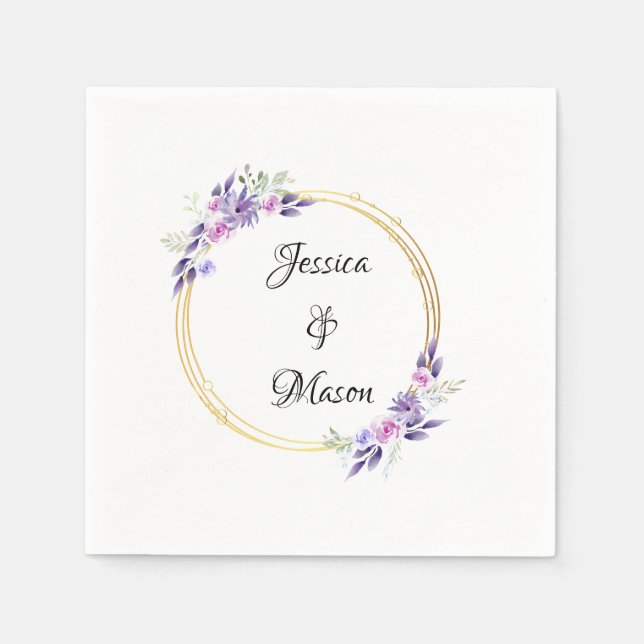 Personalised Modern Bloom Floral Wedding Napkin (Front)