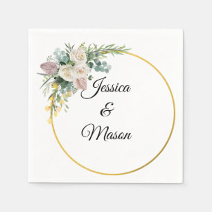 Personalised Modern Bloom Floral Wedding Napkin