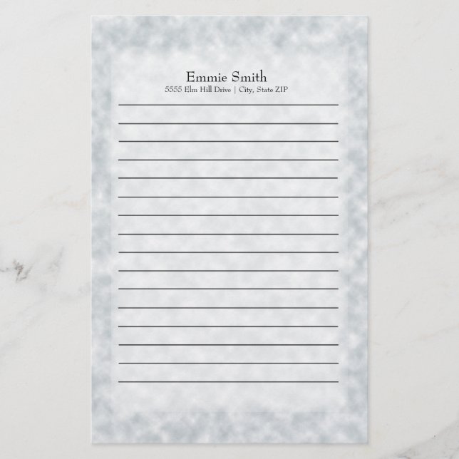 Personalised Modern Blue and White Stationery (Front)