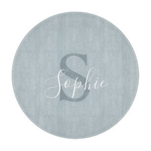 Personalised Modern Blue Family Name Monogram Cutting Board