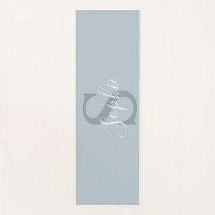 Personalised Modern Blue Family Name Monogram Yoga Mat
