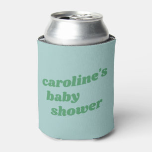 Personalised Modern Blue Green Retro Baby Shower  Can Cooler