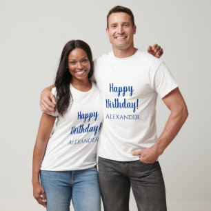 Personalised Modern Blue Happy Birthday Party T-Shirt