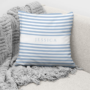 Personalised Modern Blue Stripes Pattern Cushion