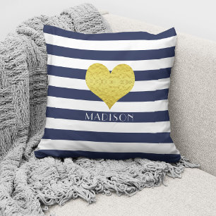 Personalised Modern Blue Stripes Pattern   Cushion