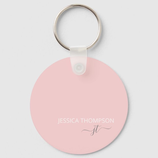 Personalised Modern Blush Pink Monogram Name  Key Ring (Front)