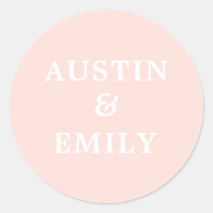 Personalised Modern Blush Pink Wedding  Classic Round Sticker