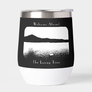 Personalised Modern Boat Decor Black White Pontoon