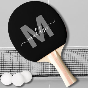 Personalised Modern Bold Script Name Monogram Ping Pong Paddle